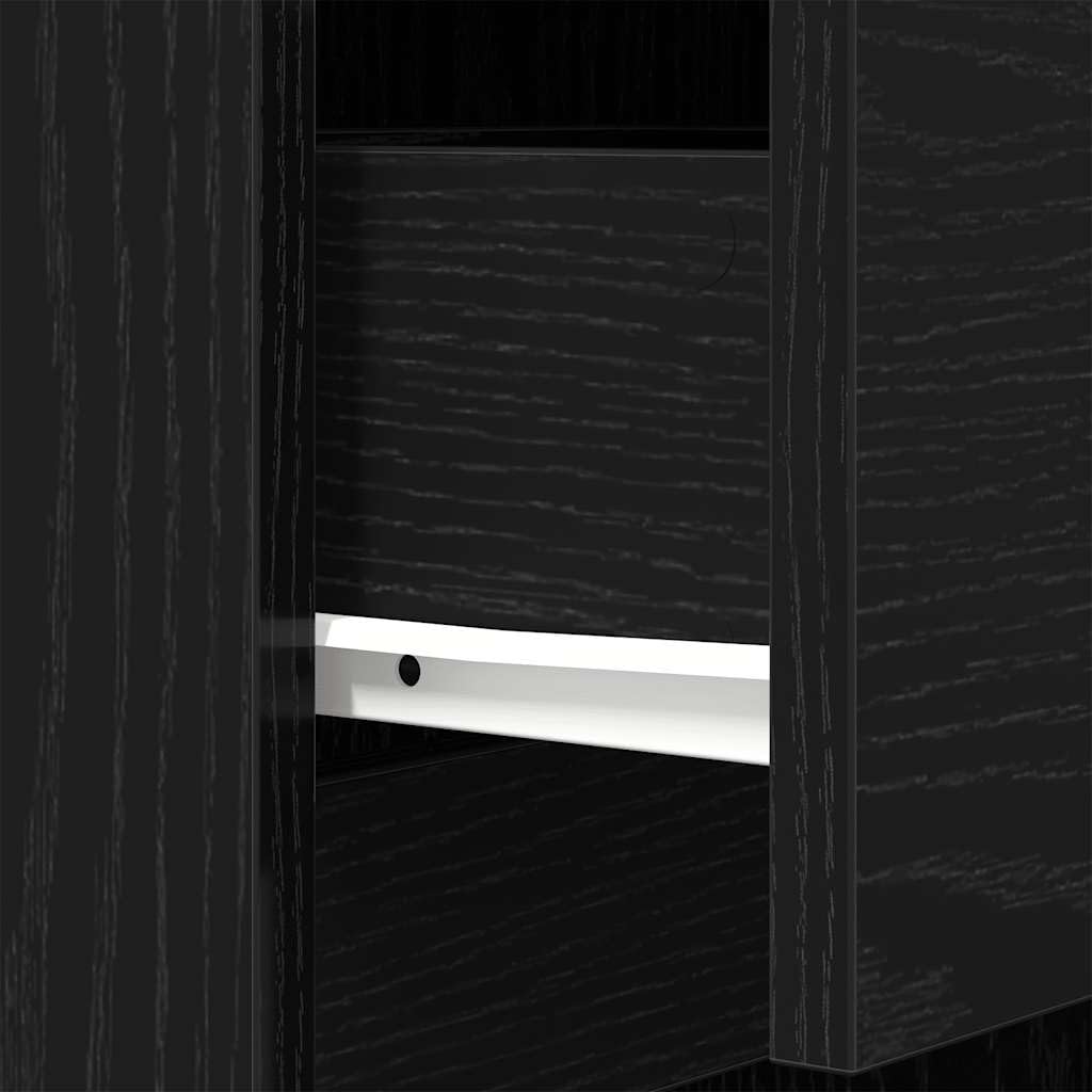 vidaXL Comodino Nero 39x35x125 cm in Legno Multistrato