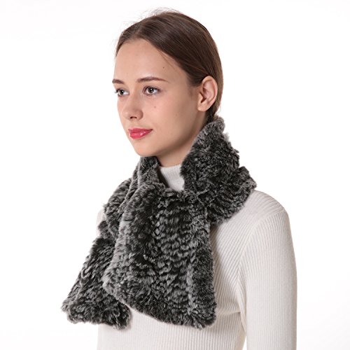Women's Winter Rex Rabbit Fur Knitted Long Scarf