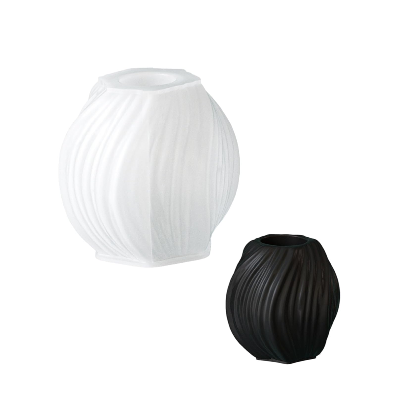 BWANGIAO Waved Texture Silicone Mold For Resin Flower Vase Crafting Flower Container Mold For Home Decors And Making
