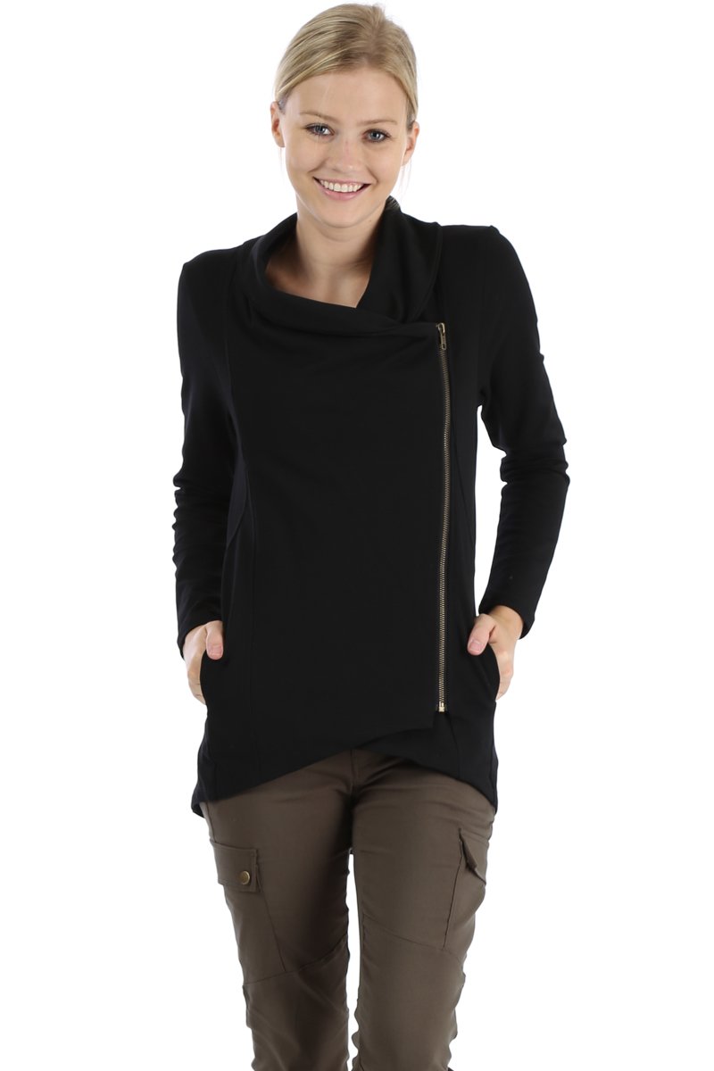 Le More Women's Solid Side Zip Up Jackets with Pockets