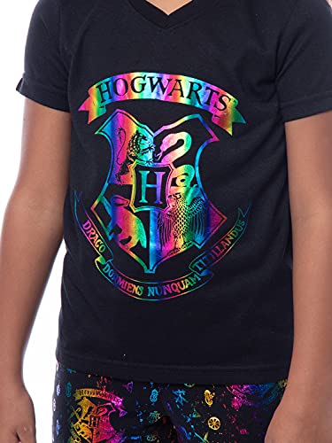 Harry Potter Girls' Rainbow Foil Hogwarts Crest Pajama Jogger Set3