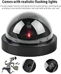 TIMESETL 4PCS Dummy Camera, Hemisphere Dome Camera Fake Security Camera with Flashing Red Light with Security Alert Sticker Decals, Fake Outdoor Camera for Home Security