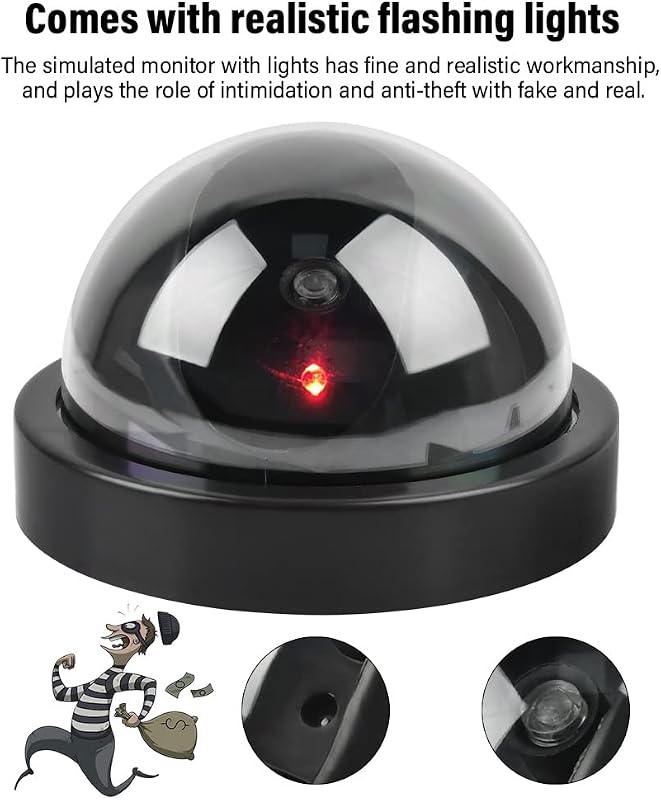 DODUOS Biztonsági Álkamera Szett - 4 db Dome Kamera Villogó LED-del, Beltéri/Kültéri Használatra, Falra Szerelhető Megfigyelő Kamerarendszer