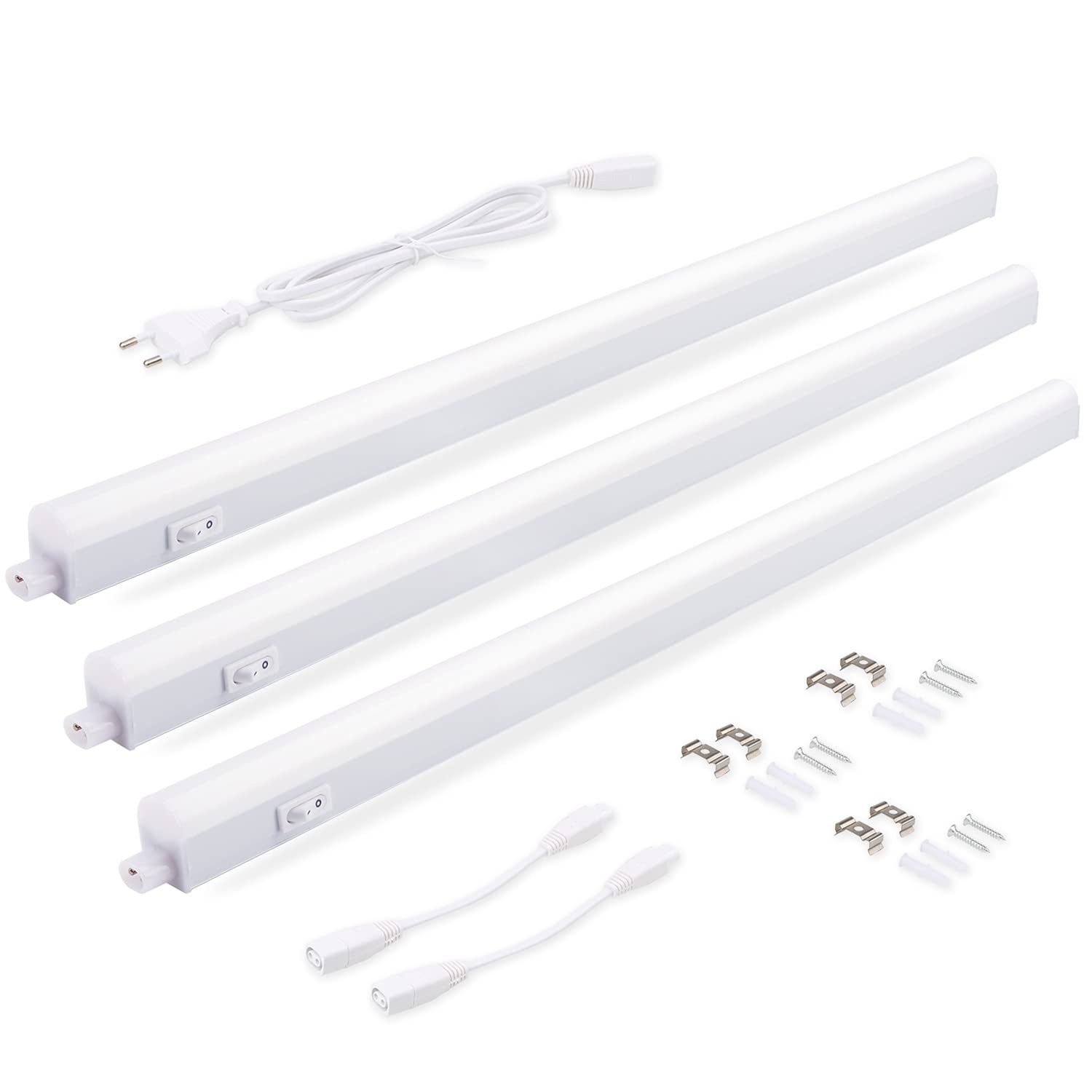 DA LIGHT Luce LED per armadi 14W 87,5cm 1250lm 4000k bianco neutro Luce bianca super luminosa per armadi da cucina Vetrine Estendibile con sistema a innesto (3 pezzi)