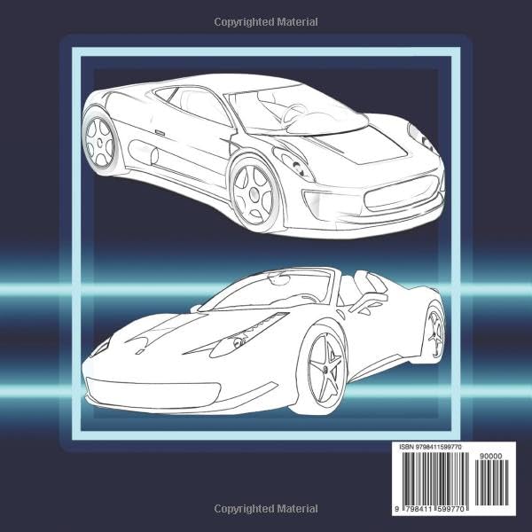 SUPER CARS & CLASSIC CARS COLORING BOOK FOR KIDS & ADULTS - ( LUXURY, DREAM, SPORTS & MUSLCE CARS ): Relaxation Coloring Pages for Kids, Adults, Boys, and Car Lovers. Amazing workbook for all ages. image 3