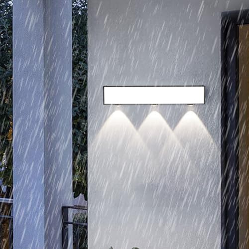 TZSMUM LED Exterior Largo Aplique de Pared IP65 Impermeable Aluminio Lámpara de Pared Negro Minimalista Rectangular Luz de Pared 3000K/4000K/6000K Foco para Pathway Patio (40cm,Luz Blanca)