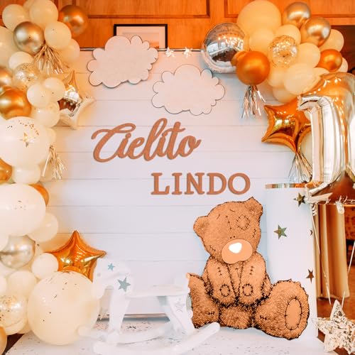 Image of VitalCozy Cielito Lindo Sign for Backdrop Felt Cielito Lindo Sign for Balloon Arch Baby Shower Birthday Party Mexican Talavera Wedding Party Decor for Backdrop Balloon Arch Decor(Brown,Glitter)