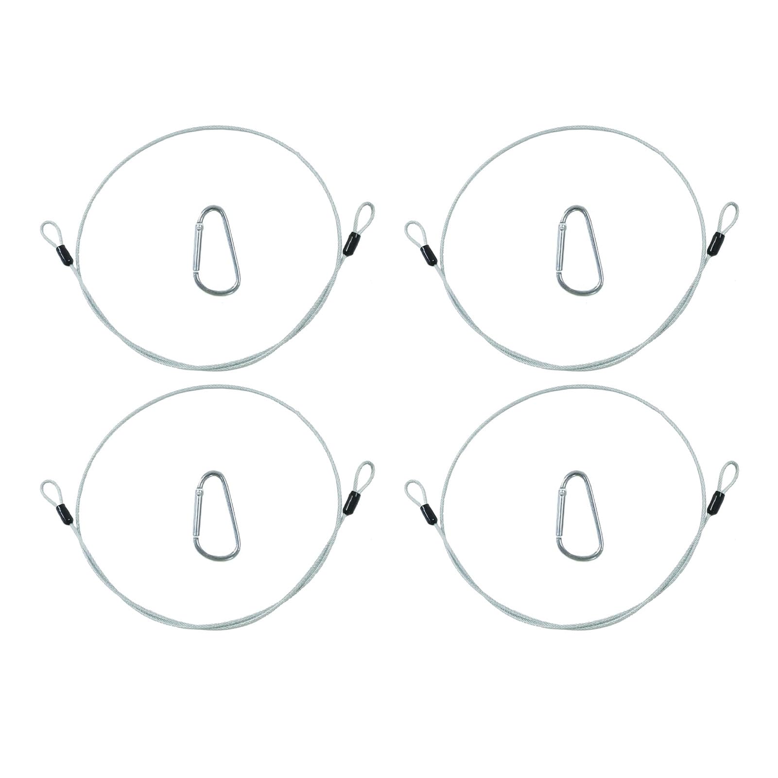 4PCS Câbles Antivol en Cable Acier 1m avec Mousqueton, Cordelette de Sécurité Robuste, Elingue Polyvalente et Chaine Antivol pour Vélo, Éclairage, Bagages et Équipements, Usage Intérieur et Extérieur
