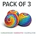 BOONI Handmade Crocheted Footbag- Pack of 3 – Durable Woven Cotton Kick Ball for Style Games, Juggling, Tricks & Outdoor Games - Great as Stress Relief Fidget Toys– Made in Nepal