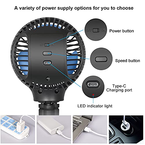 Wihoo Mini Handheld Stroller Fan,Personal Portable Fan Car Seat Baby Fan With Flexible Tripod Fix On Stroller,Usb Or Battery Operated Desk Fan Adjustable 3 Speeds For Travel Treadmill Golf Cart #TOP2
