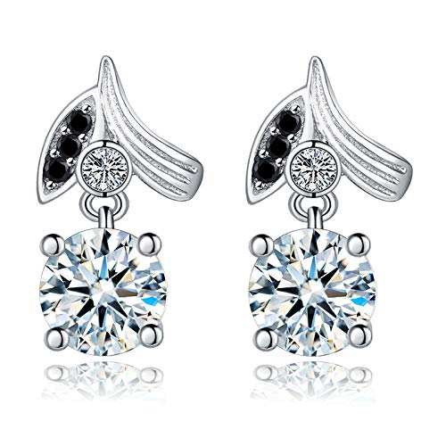 Boucles d'oreilles fleur en spinelle noire et argent 925 pour mariage