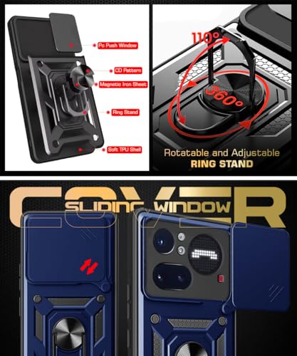 Image of WOW IMAGINE Tough Armor Bumper Mobile Back Case for Nothing Phone 4A Pro | Sliding Camera Cover | Shock Proof 360 Protection | Hybrid PC + TPU | Ring Holder with Kickstand - Blue