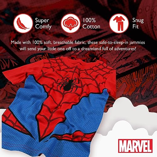 Marvel boys 2-piece Snug-fit Cotton Holiday Pajama Set, Soft & Cute for Kids3