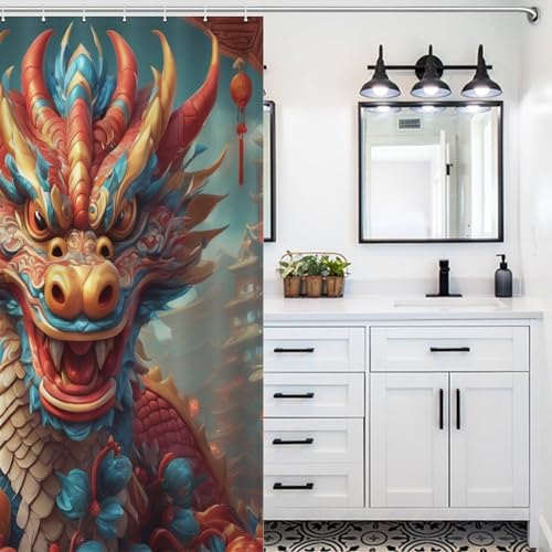 Rideau de douche dragon en polyester 122x183cm lavable - 5