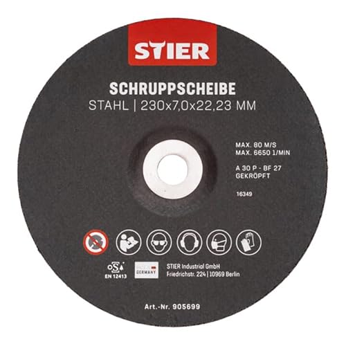 Disque d'ébarbage STIER, 230 x 7,0 x 22,23, forme 27/10 pièces 10 pièces