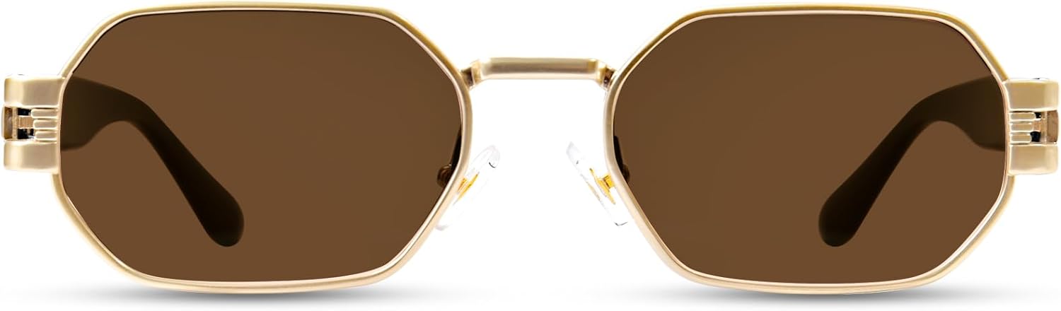 Retro Rectangle Sunglasses for Women Vintage Hexagon Frame Sun Glasses UV400 Protection Trendy Girls Glasses