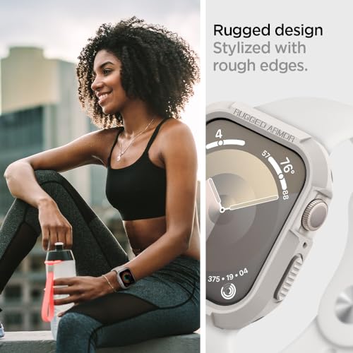 Image of Spigen Rugged Armor Designed for Apple Watch Case Series SE3 /9 /8 /SE2 /7 /6 /SE /5 /4 45mm /44mm Durable TPU Cover - Dune Beige