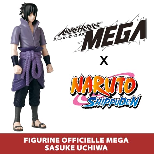 Bandai Grande Figurine articulée Anime Heroes - Naruto Shippuden - Figurine Anime Heroes Mega 30 cm - Sasuke Uchiwa