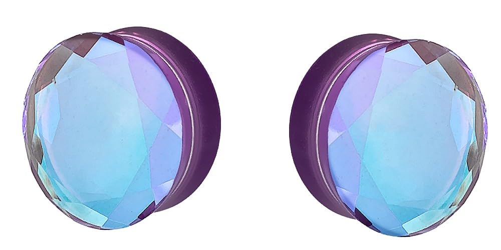 So Scene Aurora Borealis Double Saddle Glass Ear Gauges