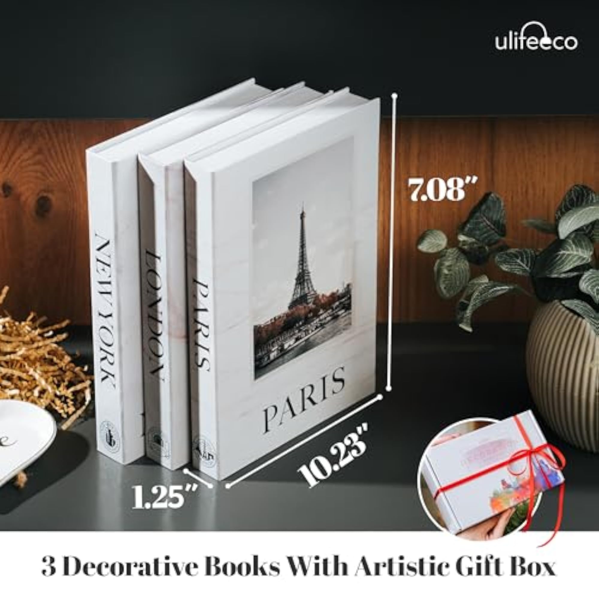 Set of 3 Decorative Faux Books for Home Decor