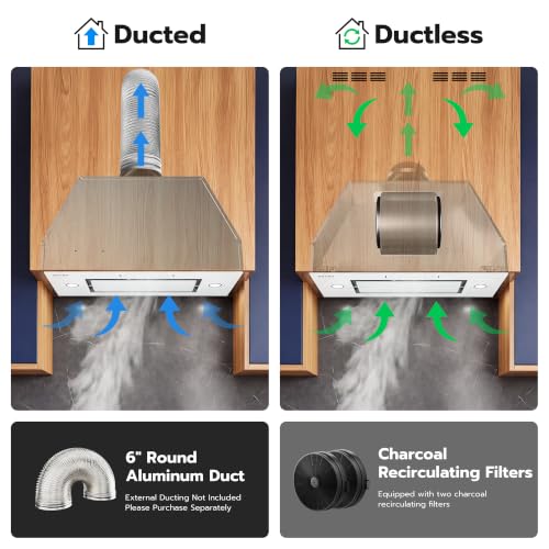 Image of 36 inch Range Hood Insert, 900 CFM Ducted /Ductless White Range Hood