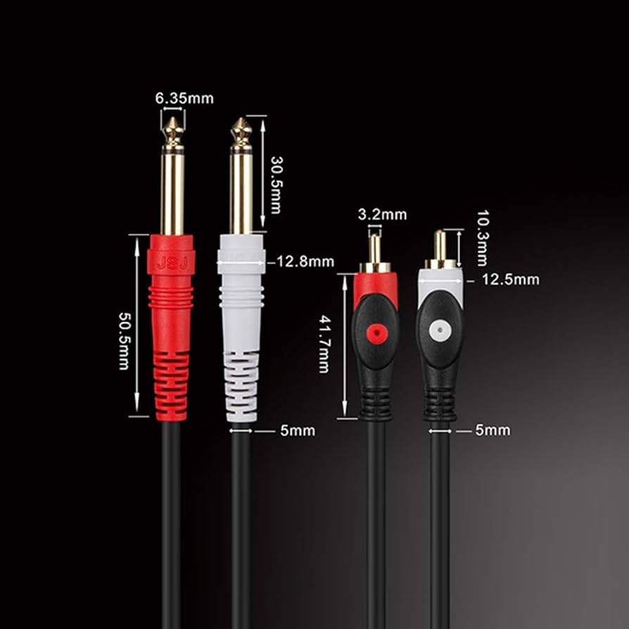 Amazon | モノラルフォン×2-RCAピン×2 オーディオケーブル RCA