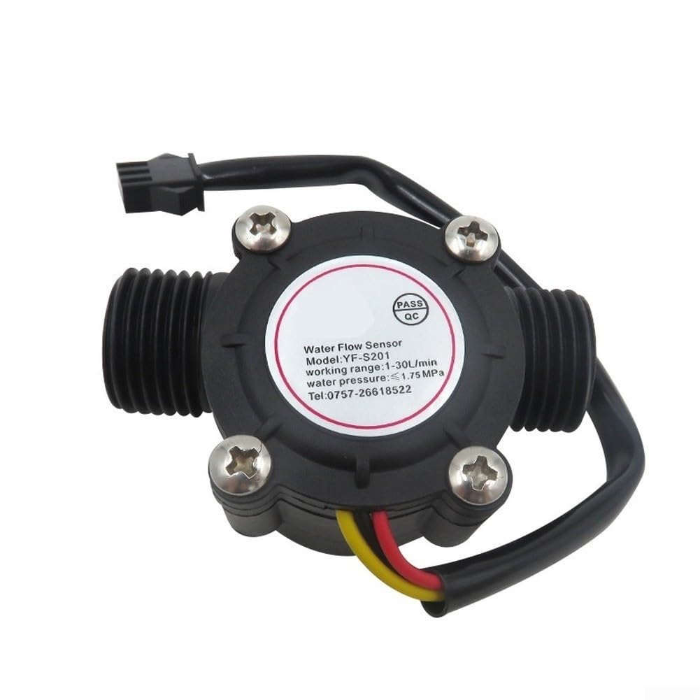 Medidor digital de flujo de agua G1/2 con pantalla LCD, kit de sensor de control cuantitativo 1-30L/MIN Cuerpo de nailon para riego de jardín y monitoreo de tanques