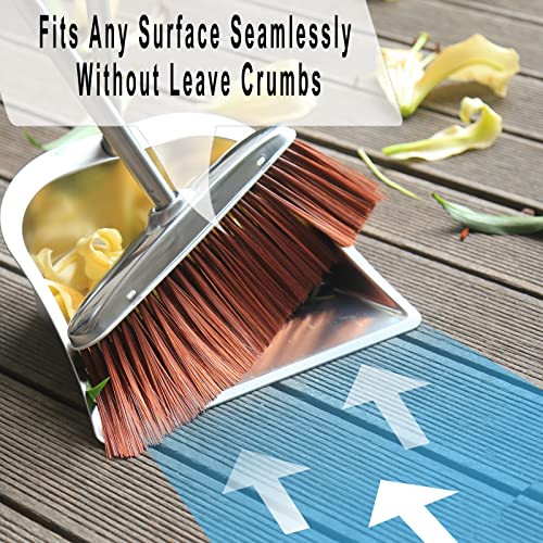 SUTINE Besen und Kehrschaufel Set für Zuhause, Edelstahl Besen mit Kehrschaufel Combo Set, 142,2 cm verstellbarer langer Griff Innenbesen Stehender Kehrschaufel und Besen Set für Küche Büro Indoor – Bild 6