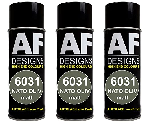 Alex Flittner Designs NATO Oliva Mate 3X Lata de Aerosol Ral 6031 Spray Pintura en Espray Color Camuflaje