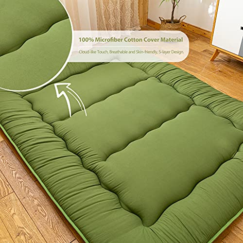 Green Japanese Shiki Futon Mattress Floor Mattress, Roll Up Guest