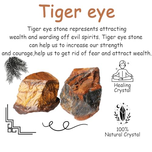 Image of 2Pcs Tiger Eye 1.8-2.2 inch Large Raw Crystals Stones Rough Rocks Tiger Eye Stone Healing Crystal for Wicca Reiki Wrapping DIY Cabbing Wire Decoration Polishing Natural Rock Gifts