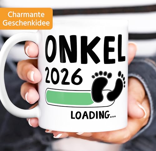 MoonWorks® Tasse Schwangerschaft verkünden - Onkel 2026 Loading - Geschenk für werdenden Onkel - Keramik Weiss unisize – Ansicht 2
