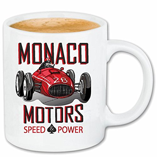 Reifen-Markt Kaffeetasse Monaco Motors Speed Power Motorsport Formel Sport AUTOMOBILSPORT Rennwagen Oldtimer Formel 3 Keramik 330 ml in Weiß Cover