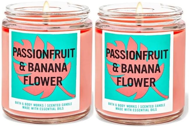 2 Piece Pack Passionfruit and Banana Flower (7oz/ 198g) Single Wick Scented Candle