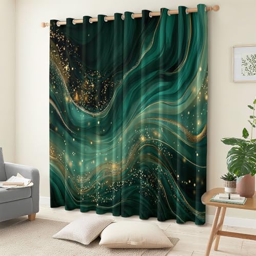 Rideau occultant salon vert émeraude en polyester marbre de haute qualité - 3