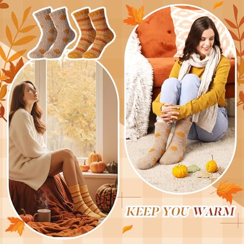 Image of Handepo 60 Pairs Women Fuzzy Socks Bulk Winter Warm Soft Fluffy Crew Sleeping Slipper Socks for Back to School Birthday Gifts