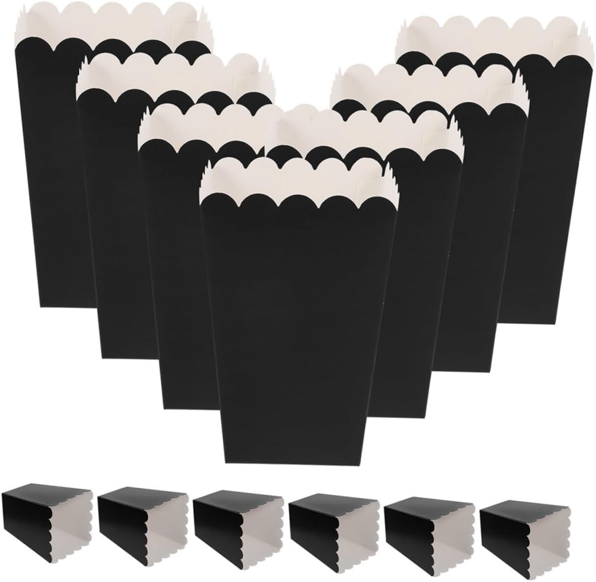 Uonlytech 100pcs Black Paper Popcorn Boxes Popcorn Favor Boxes Fried Food Treat Containers for Wedding Party Snack Serving