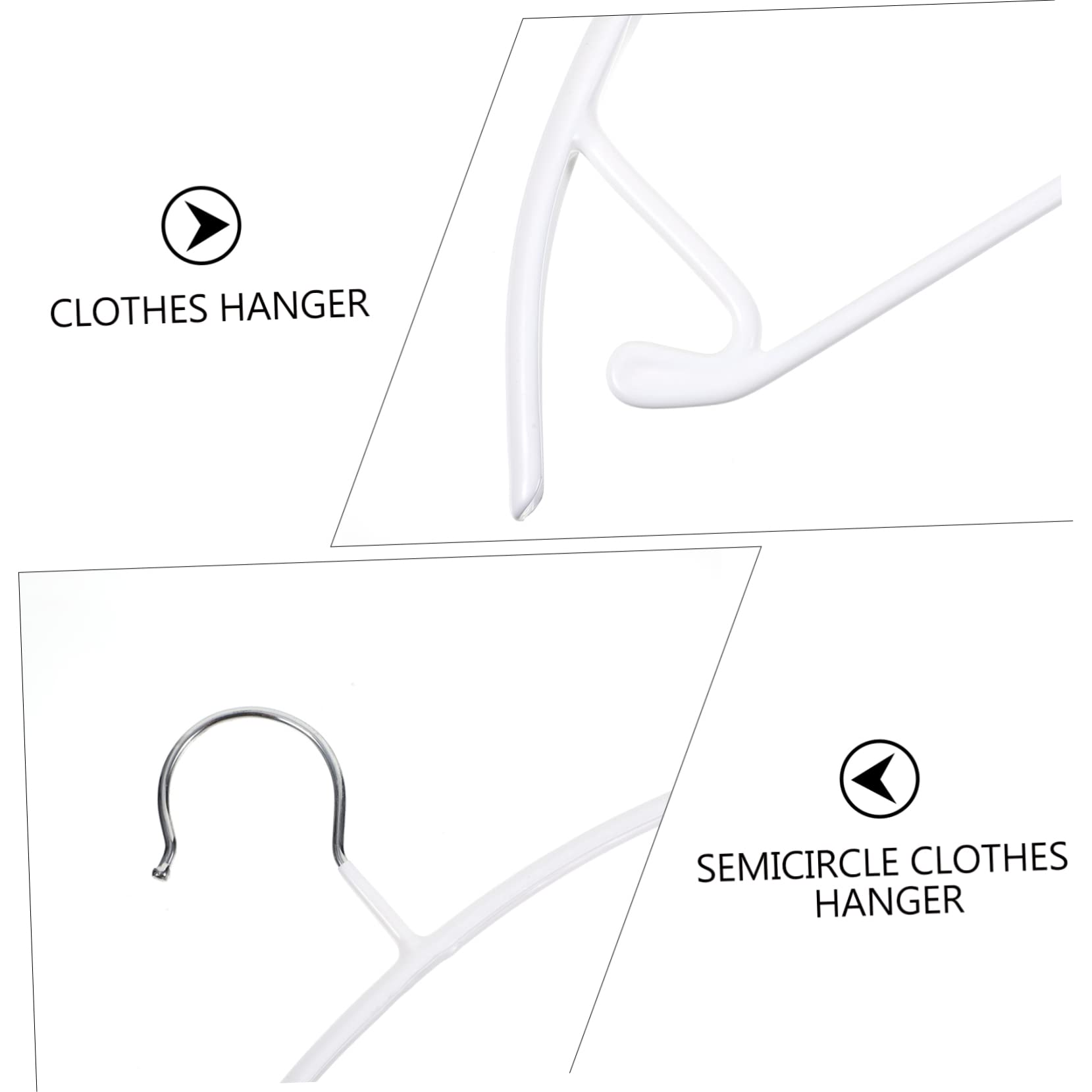 Set 10 Grucce in Pvc a Semicerchio Bianco, Appendini Antiscivolo e Resistenti Fino a 8kg per Giacche Imbottite e Gonne, per Armadi Invernali