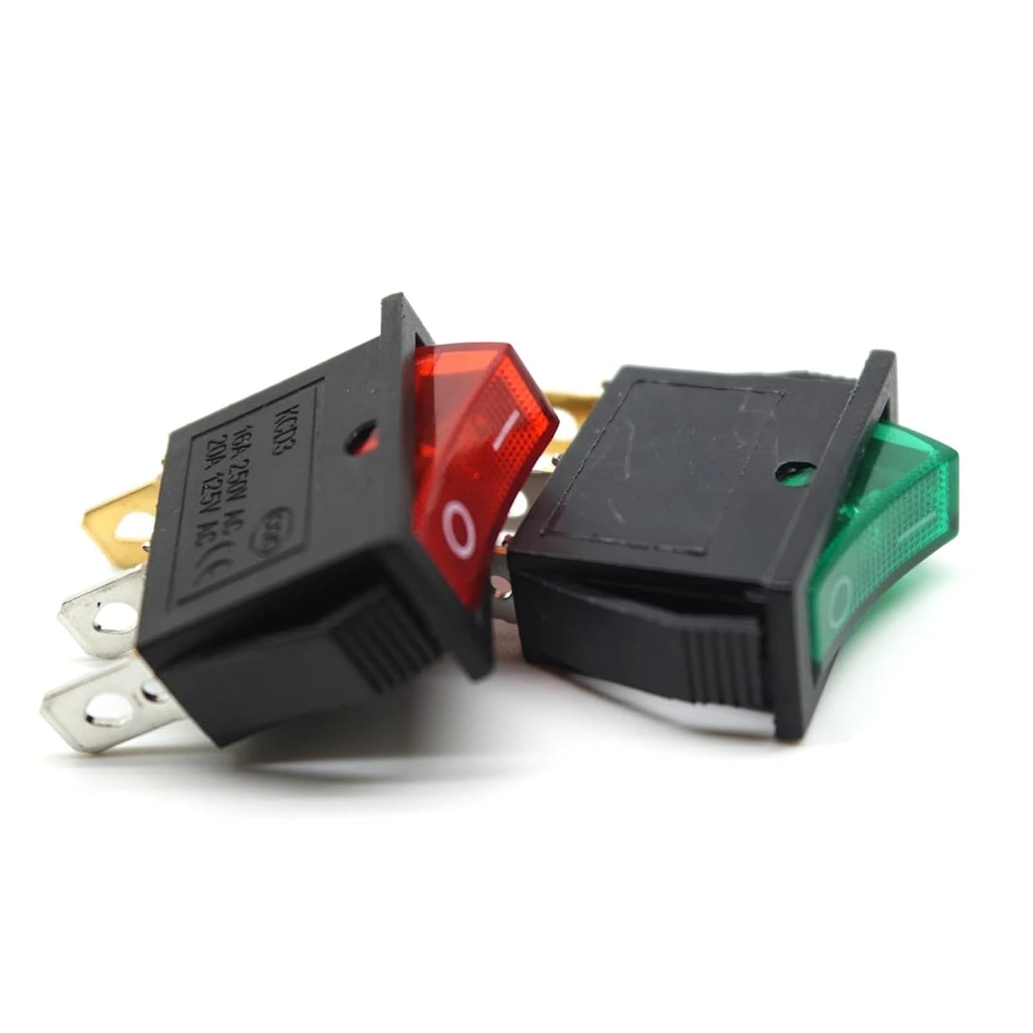 5pcs KCD3 Rocker Switch ON-Off-ON 2 Position 3 Pin 3 Position 6 Pin Equipment Illuminated Power Switch(KCD3-2D-3P red)
