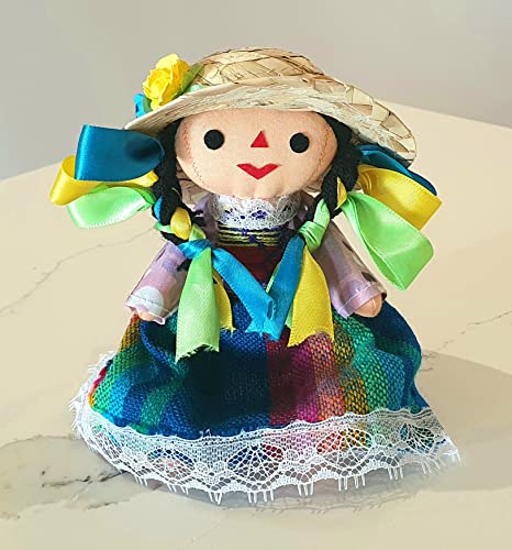 Muñeca de trapo tradicional mexicana de 7 pulgadas miniatura 2