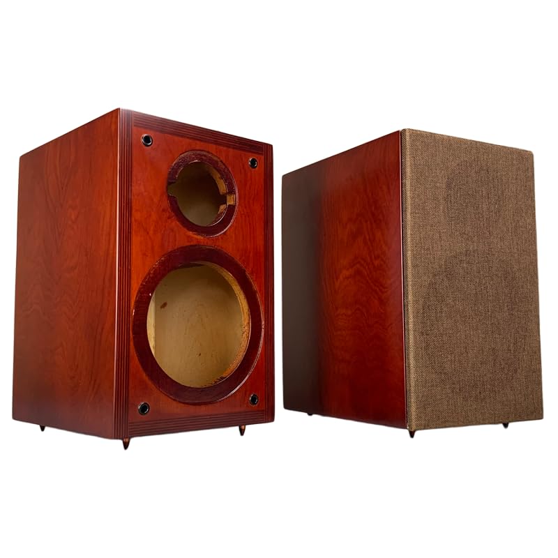 Handmade Customized One Pair Inch Classic Style Two-Way System Empty  Bookshelf Speaker Birch Plywood Empty Cabinet Box (Red)