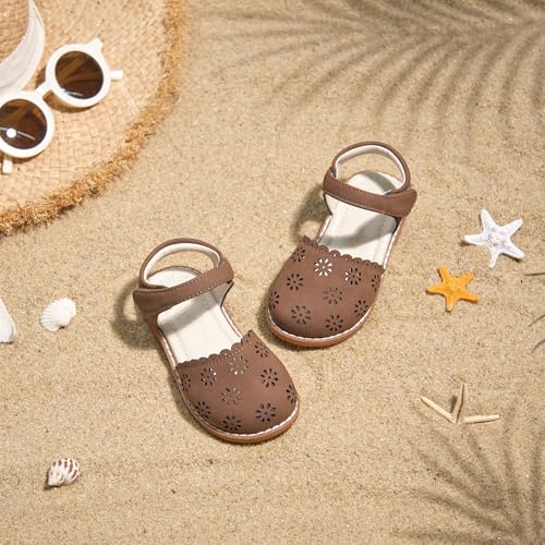 Image of ESTINE Toddler Girls Little Kids Close Toe Sandals - Flower Girl Dress Flats Summer Shoes