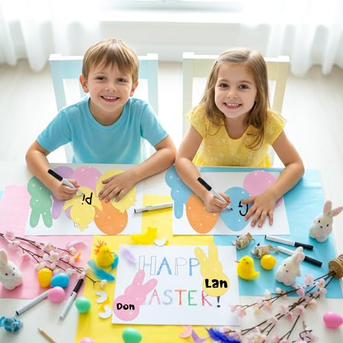 Image of Easter Paper Cutouts - 100 Pcs Glitter Spring Bunny Egg Chick DIY Paper Cutouts with Gluepoint for Easter Birthday Baby Shower Party Supplies Spring Holiday Favor Home School Bulletin Board Wall Decor