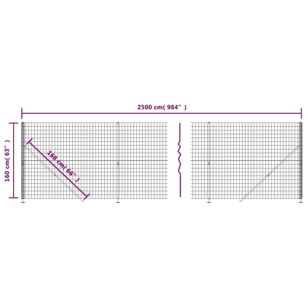 Recinzione Metallica con Flangia Antracite 1,6x25 m Set 18 pz