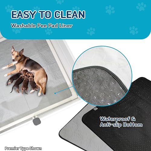 Whelping-Box-Playpen–48x48x18-Multi-Use-Birthing-Box-Puppy-Playpen-Safe-Dog-Home-with-Pig-Rails-Waterproof-Pee-Pad-Oxford-Floor-Liner–IndoorOutdoor-Easy-to-Clean-White Whelping Box Playpen–48x48x18 Multi Use Birthing Box Puppy Playpen Safe Dog Home with Pig Rails Waterproof Pee Pad Oxford Floor Liner–IndoorOutdoor Easy to Clean White