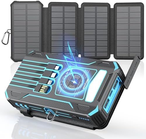 Solar Charger Power Bank 49800mAh Wireless Portable Phone Charger...