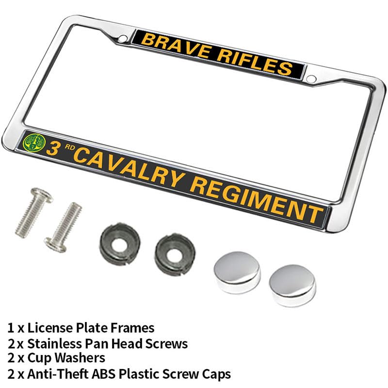 Image of Brave 3rd Cavalry Regiment License Plate Frame Stainless Steel Cavalry US Army License Plate Frame for Women