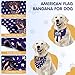 VavoPaw 4th of July Dog Bandanas 2PCS, Patriotic Pet Bandana, Triangle Reversible American Flag Bandana, Star Dog & Stripes, XL, Blue