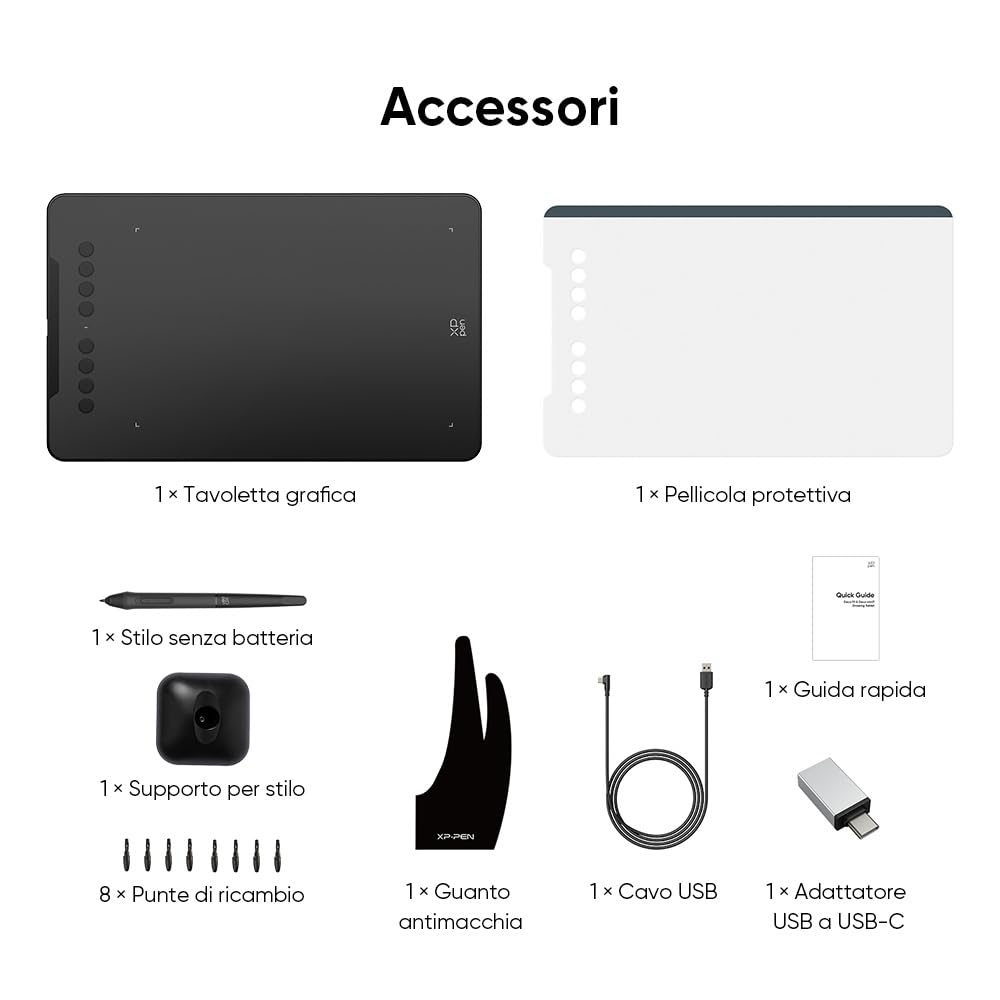 XPPen Tavoletta grafica Deco 01 V3, 10 x 6,25 pollici, tavoletta con penna a 16K livelli di pressione, compatibile con Windows, Mac e Android, per schizzi, progettazione e fotoritocco