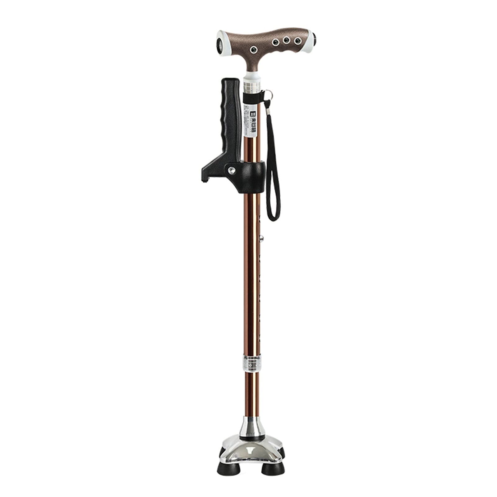 Altura Ajustable Caminar bastón de bastón para Mujeres y Hombres, Bastones Ajustables con luz LED, palitos de Aluminio para la Artritis de Ancianos, Personas Mayores y discapacitados (marrón)